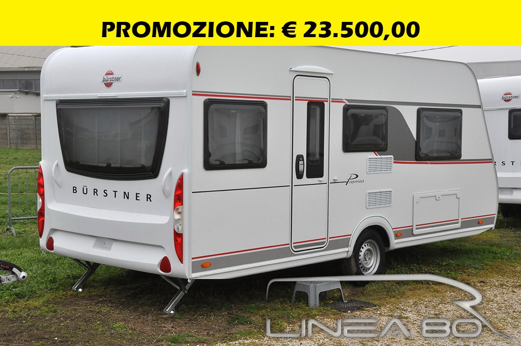 Vendita caravan nuova Burstner Premio 460 TL, disponibile presso Linea80, concessionario di Camper e caravan che lavora nelle province di Venezia, Padova, Treviso, Verona, Rovigo, Vicenza, Belluno, Trieste, Udine, Ferrara o Pordenone